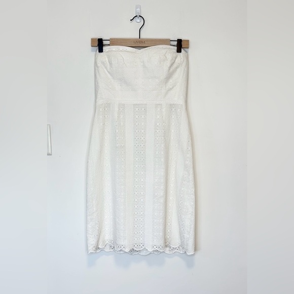 J.Crew Eyelet Strapless Sheath Dress in White NWT , sz 6 - Picture 3 of 10